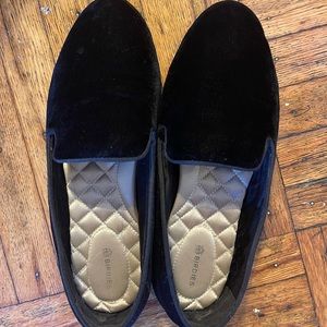 Birdies black velvet loafers